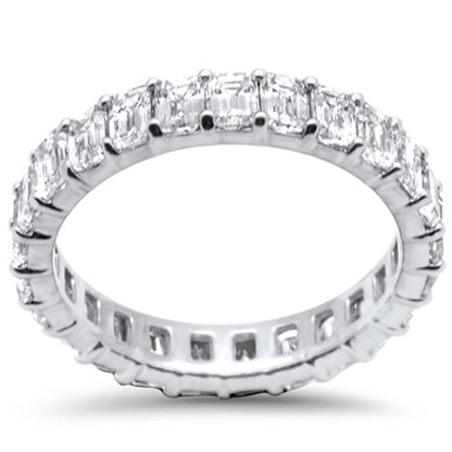 Muse Jewelry 3.46ct G SI 14K White Gold Diamond Emerald Cut Eternity Ring Size 6.5