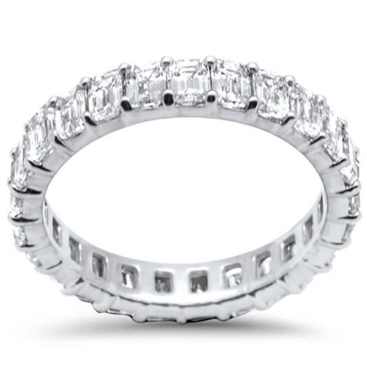 Muse Jewelry 3.46ct G SI 14K White Gold Diamond Emerald Cut Eternity Ring Size 6.5