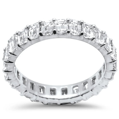 Muse Jewelry 3.63ct G SI 18K White Gold Emerald Cut Diamond Eternity Ring Size 6.5