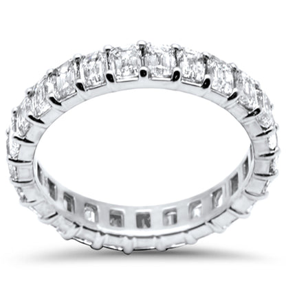 Muse Jewelry 3.37ct G SI 14K White Gold Diamond Emerald Cut Eternity Ring Size 6.5