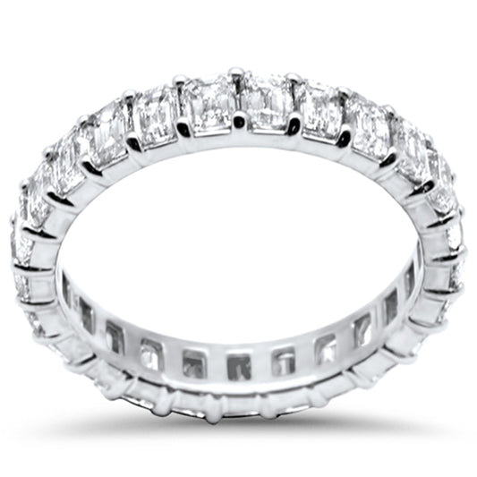 Muse Jewelry 3.37ct G SI 14K White Gold Diamond Emerald Cut Eternity Ring Size 6.5
