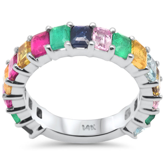Muse Jewelry 4.41ct G SI 14K White Gold Diamond Multi Color Eternity Band Ring Size 6.5