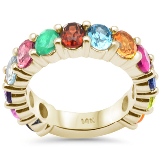 Muse Jewelry 5.10ct G SI 14K Yellow Gold Multi Color Gemstone Eternity Band Ring Size 6.5
