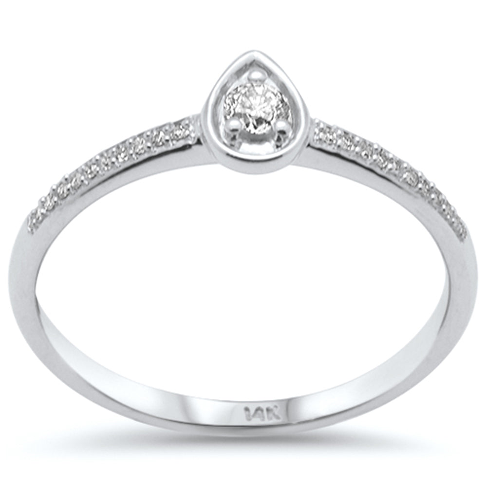 Muse Jewelry .14ct G SI 14K White Gold Diamond Pear Shape Band Ring Size 6.5