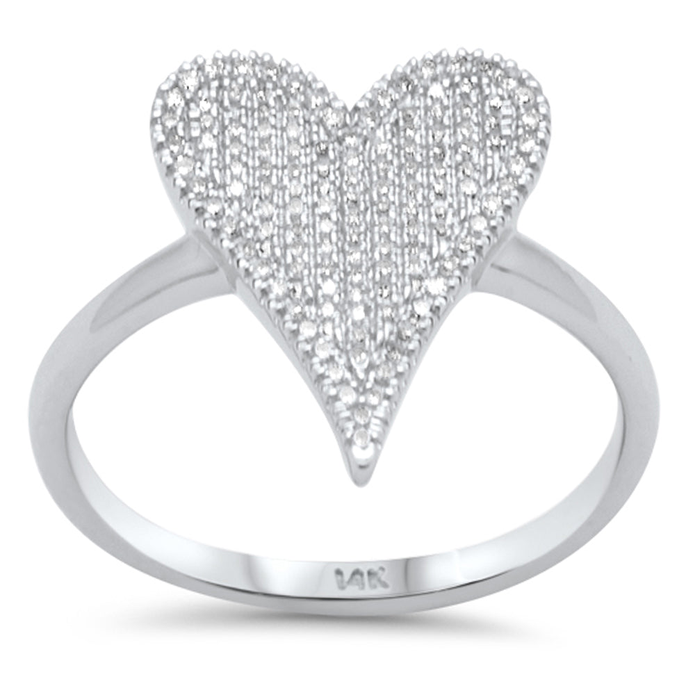 Muse Jewelry .20ct G SI 14K White Gold Diamond Heart Band Ring Size 6.5