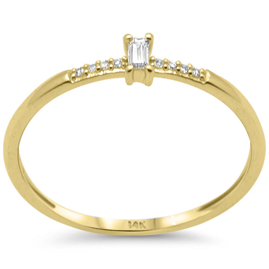 Muse Jewelry .08ct G SI 14K Yellow Gold Baguette Diamond Petite Solitaire Ring Size 6.5