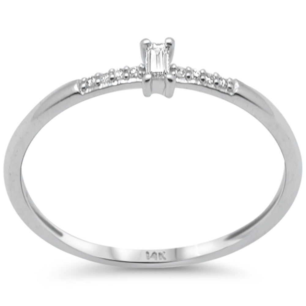 Muse Jewelry .08ct G SI 14K White Gold Baguette Diamond Petite Solitaire Ring Size 6.5