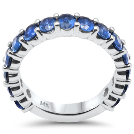 Muse Jewelry 3.10ct G SI 14K White Gold Blue Sapphire Gemstone Band Ring Size 6.5