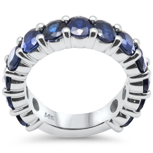 Muse Jewelry 6.58ct G SI 14K White Gold Blue Sapphire Gemstone Band Ring Size 6.5