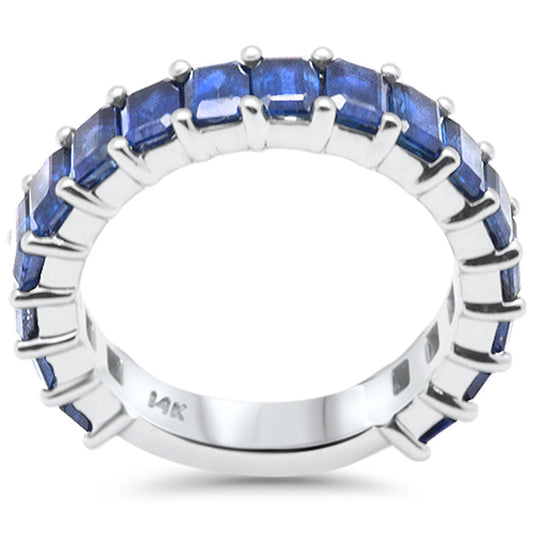 Muse Jewelry 3.88ct G SI 14K White Gold Blue Sapphire Gemstone Band Ring Size 6.5