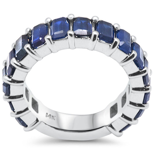 Muse Jewelry 4.98ct G SI 14K White Gold Blue Sapphire Gemstone Band Ring Size 6.5