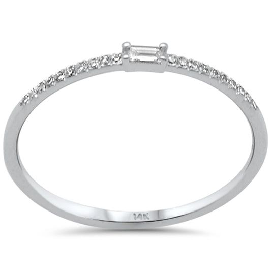 Muse Jewelry .09ct G SI 14K White Gold Baguette Diamond Petite Band Ring Size 6.5