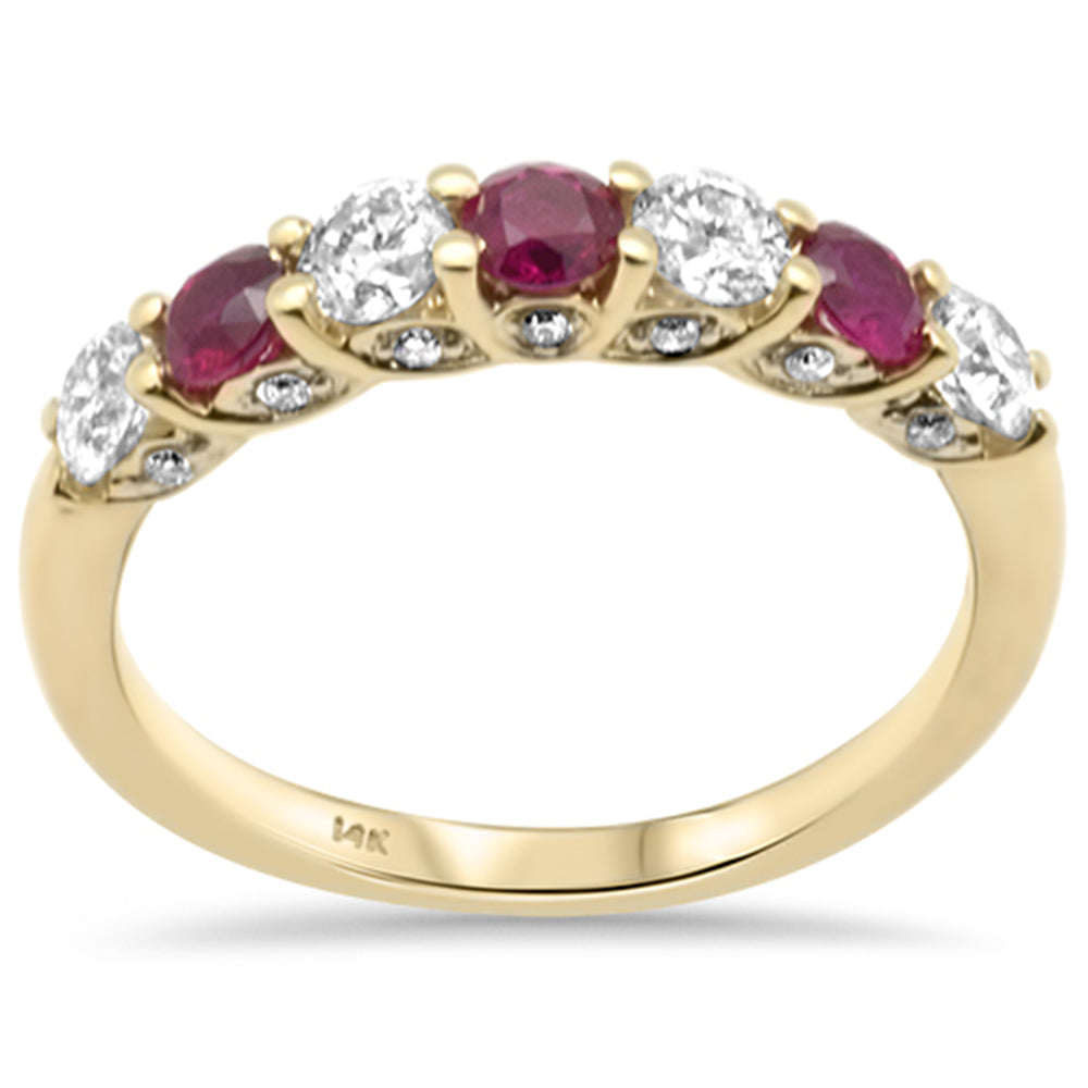 Muse Jewelry 1.12ct G SI 14K Yellow Gold Diamond & Ruby Gemstones Band Ring Size 6.5