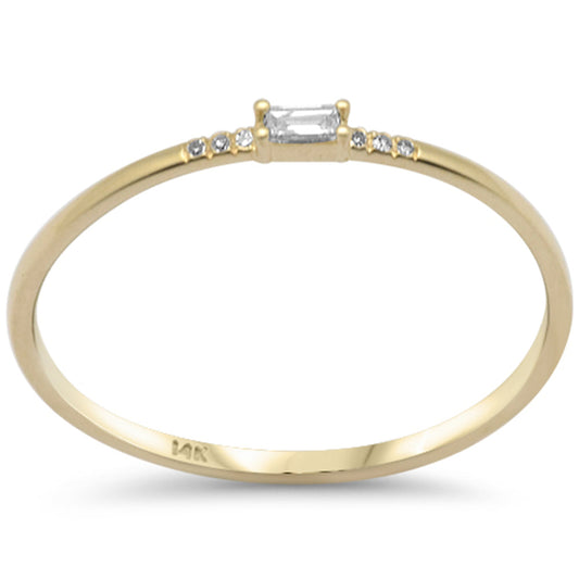 Muse Jewelry .06ct G SI 14K Yellow Gold Diamond Baguette & Round Thin Band Ring Size 6.5