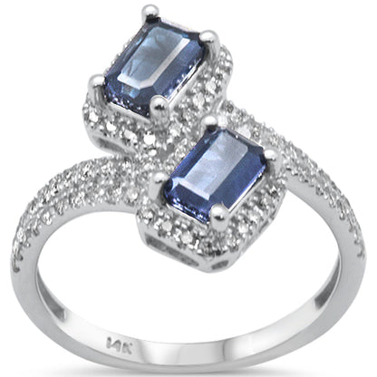 Muse Jewelry 1.60ct G SI 14K White Gold Diamond & Blue Sapphire Gemstones Wrap Around Ring Size 6.5