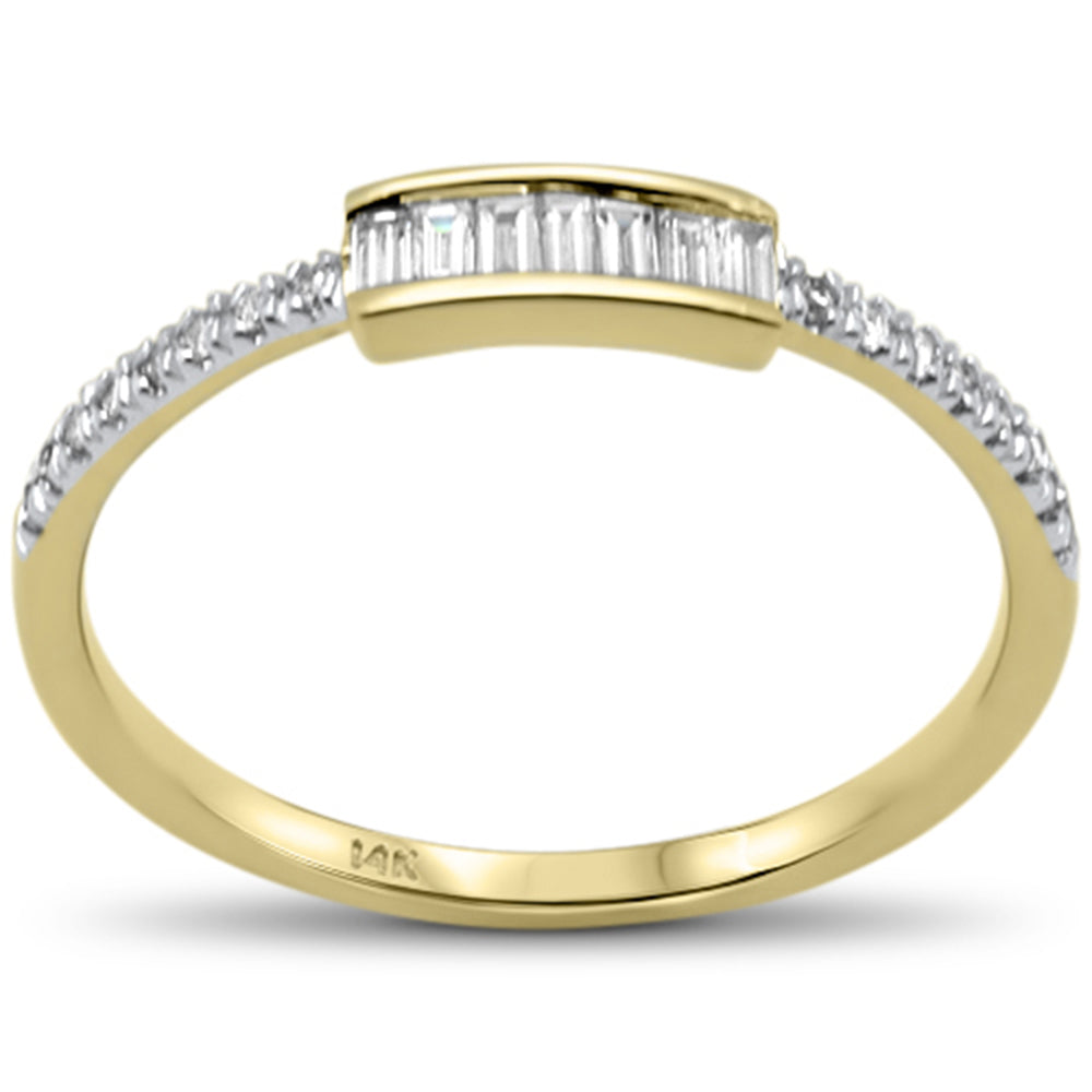 Muse Jewelry .21ct G SI 14K Yellow Gold Diamond Round & Baguette Thin Band Ring Size 6.5