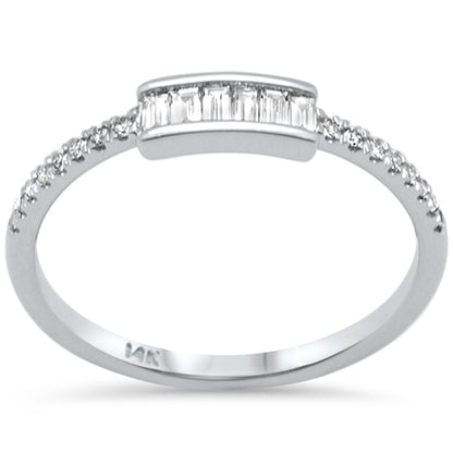 Muse Jewelry .20ct G SI 14K White Gold Round & Baguette Diamond Band Ring Size 6.5