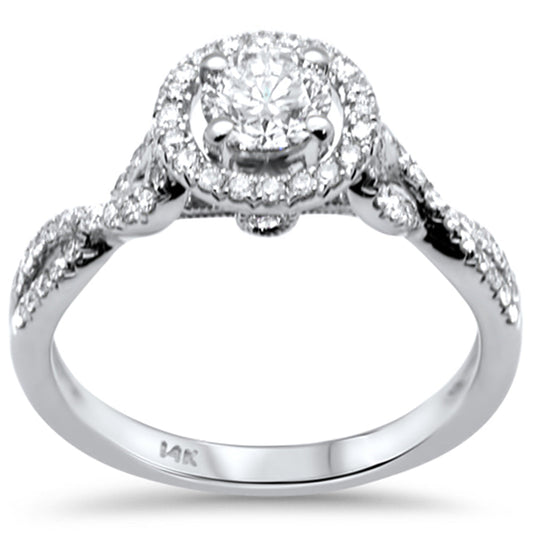 Muse Jewelry .90ct G SI 14K White Gold Round Diamond Halo Style Engagement Ring Size 6.5