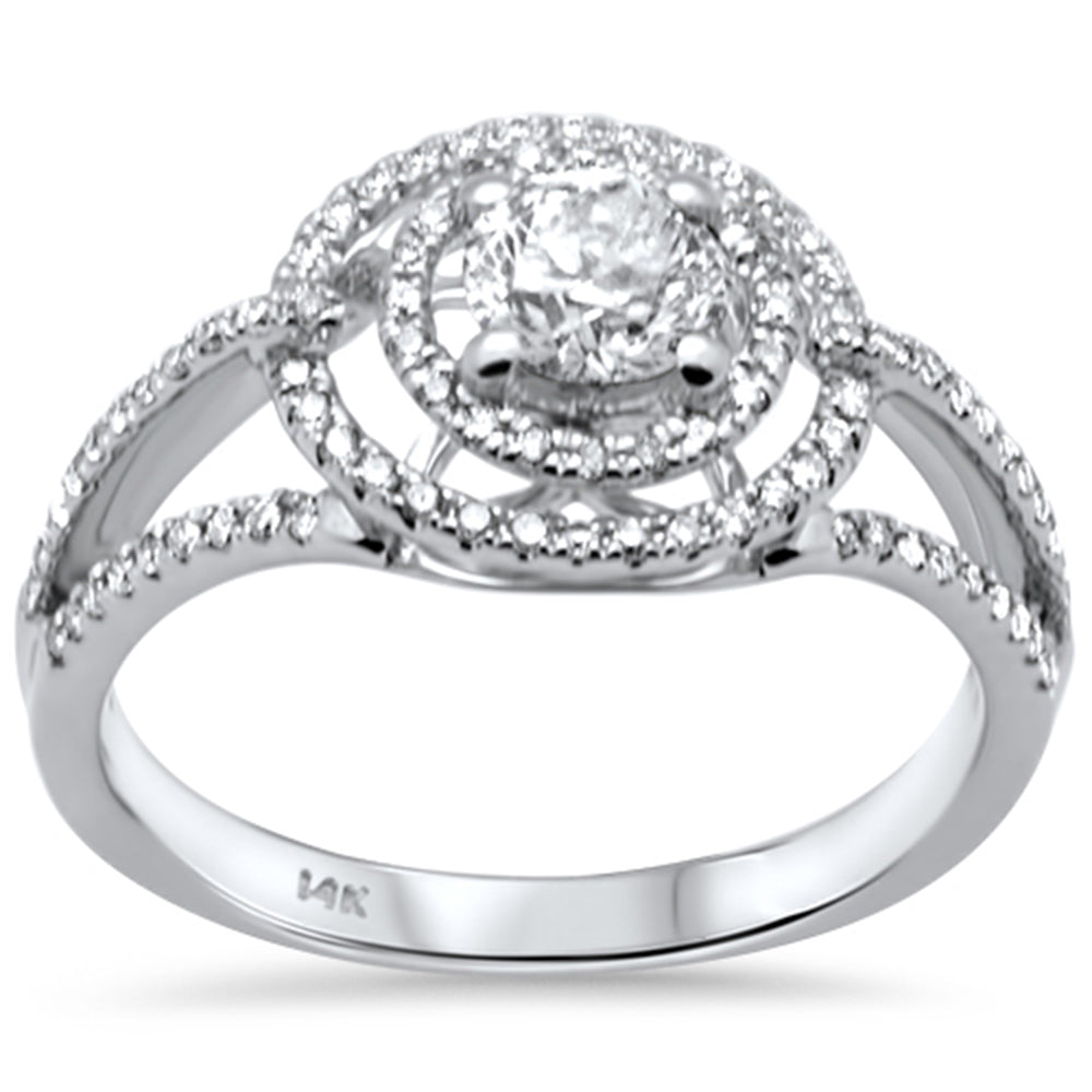 Muse Jewelry .83ct G SI 14K White Gold Diamond Double Halo Engagement Ring Size 6.5