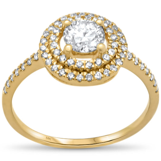 Muse Jewelry .77ct G SI 14K Yellow Gold Diamond Double Halo Engagement Ring Size 6.5