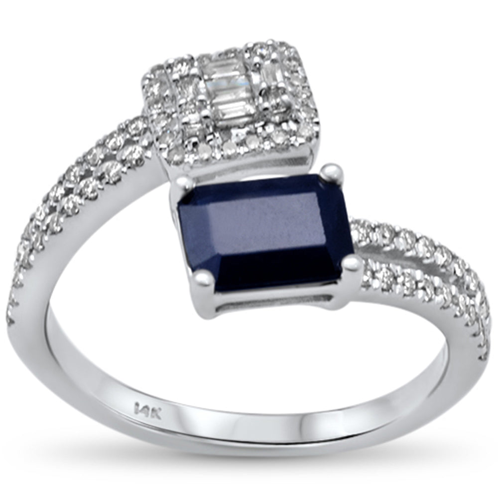 Muse Jewelry 1.71ct G SI 14K White Gold Diamond & Blue Sapphire Gemstones Wrap Around Band Ring Size 6.5