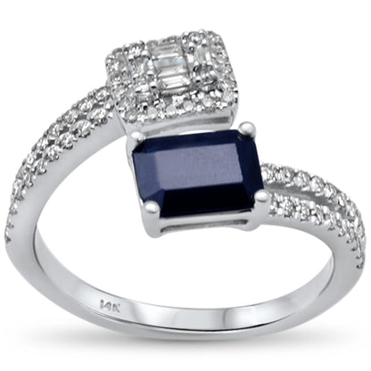 Muse Jewelry 1.71ct G SI 14K White Gold Diamond & Blue Sapphire Gemstones Wrap Around Band Ring Size 6.5