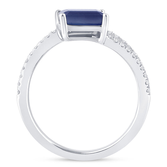 Muse Jewelry 1.71ct G SI 14K White Gold Diamond & Blue Sapphire Gemstones Wrap Around Band Ring Size 6.5