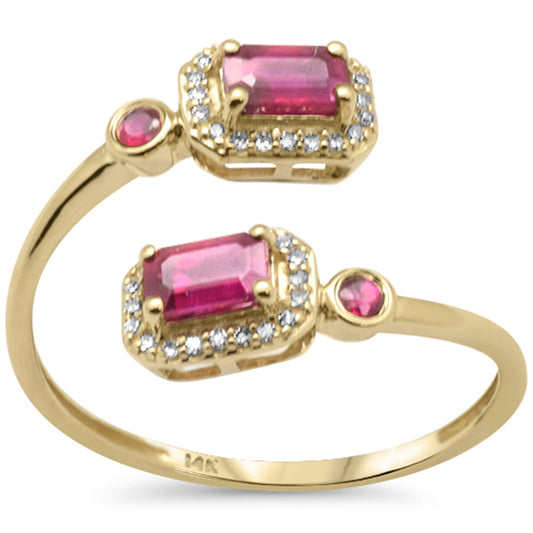 Muse Jewelry 1.05ct G SI 14K Yellow Gold Diamond & Ruby Gemstones Wrap Around Band Ring Size 6.5