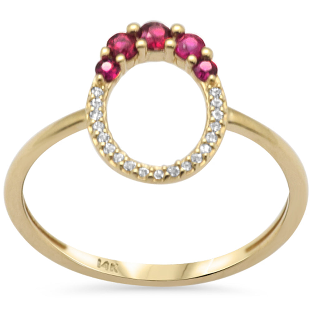 Muse Jewelry .22ct G SI 14K Yellow Gold Diamond & Ruby Gemstones Band Ring Size 6.5