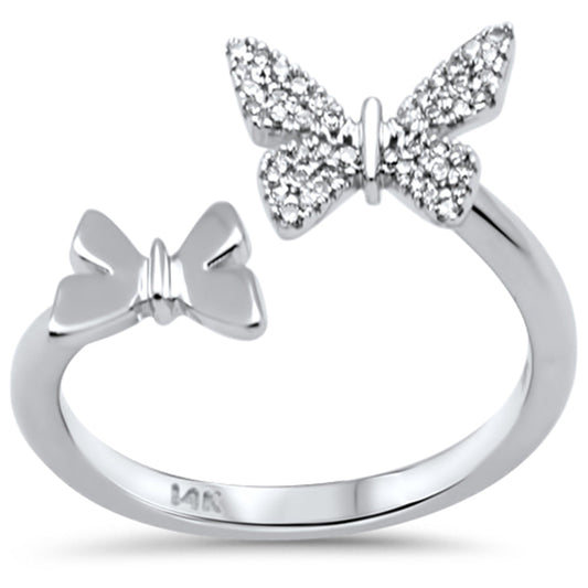 Muse Jewelry .13ct G SI 14K White Gold Diamond Butterfly Ring Band Size 6.5