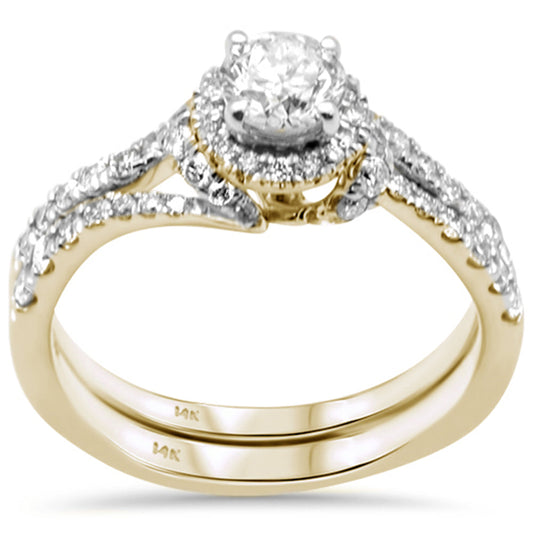 Muse Jewelry 1.16ct G SI 14K Yellow Gold Diamond Solitaire 2pcs Engagement Ring Bridal Set Size 6.5