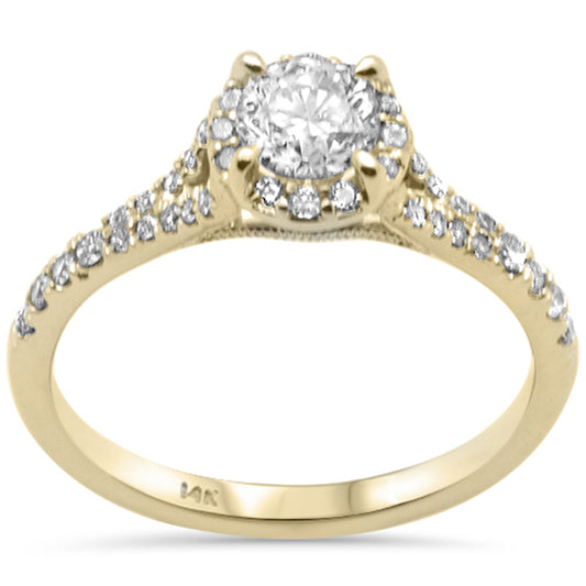 Muse Jewelry .77ct G SI 14K Yellow Gold Diamond Halo Solitaire Engagement Ring Size 6.5