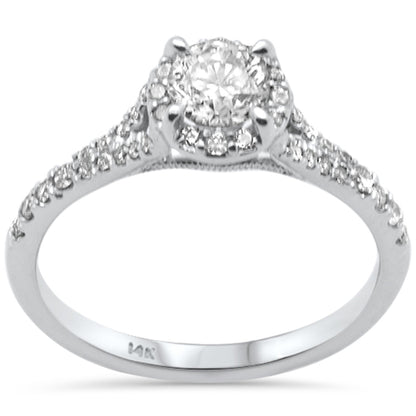Muse Jewelry .77ct G SI 14K White Gold Diamond Halo Solitaire Engagement Ring Size 6.5