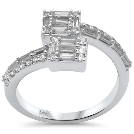Muse Jewelry .70ct G SI 14K White Gold Round & Baguette Diamond Wrap Around Band Ring Size 6.5
