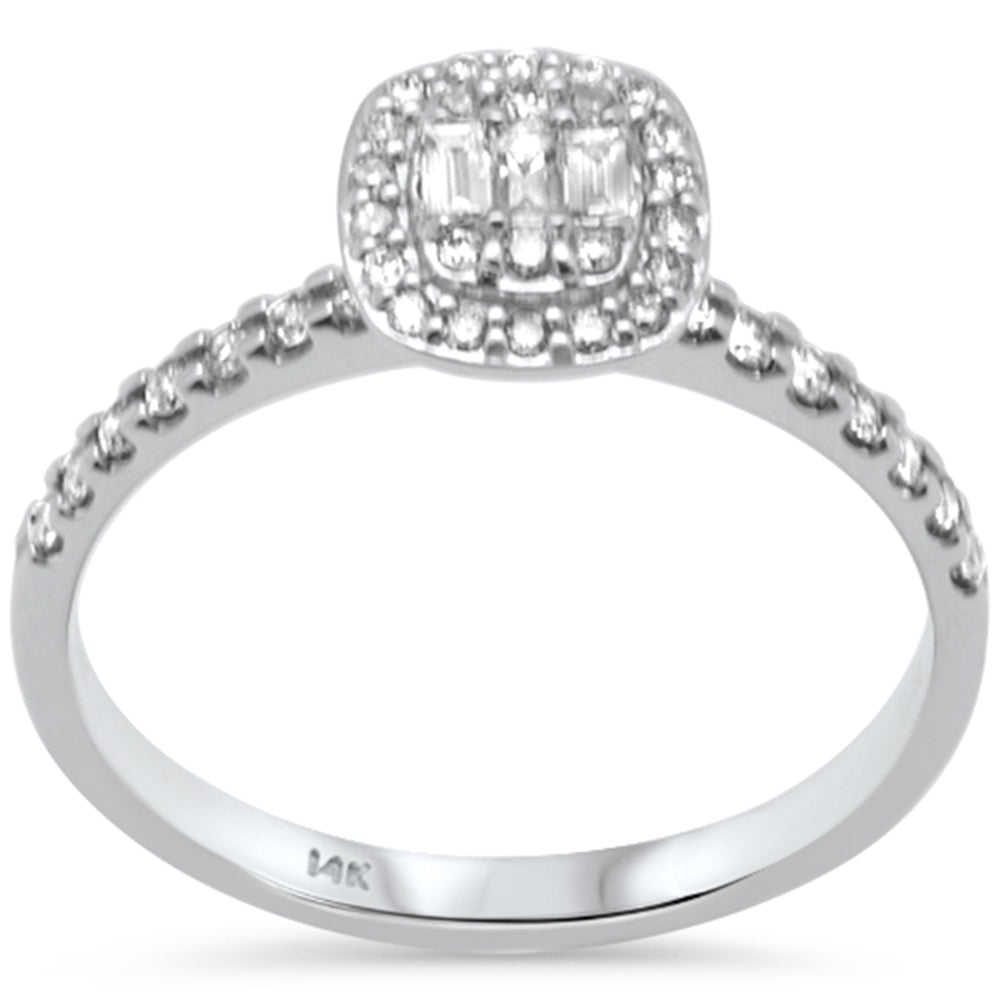 Muse Jewelry .36ct G SI 14K White Gold Round & Baguette Diamond Engagement Ring Size 6.5