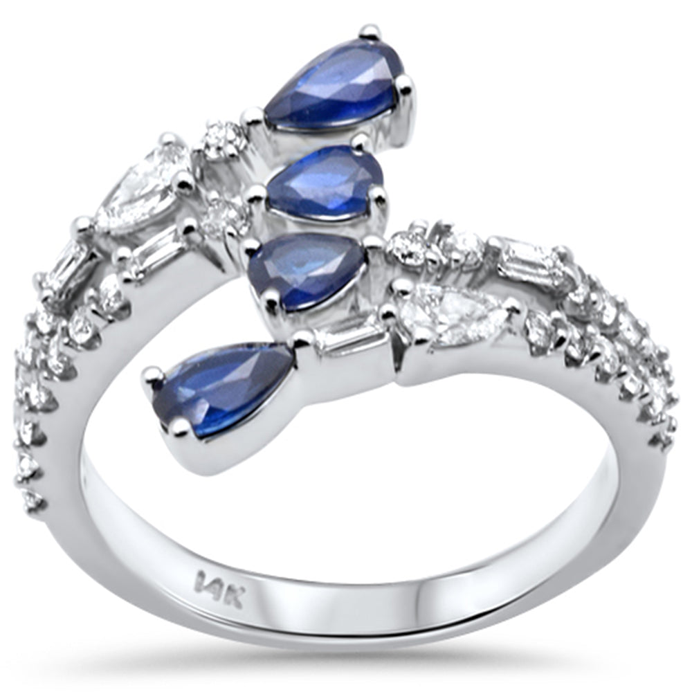 Muse Jewelry 1.37ct G SI 14K White Gold Diamond & Blue Sapphire Gemstones Wrap Around Band Ring Size 6.5