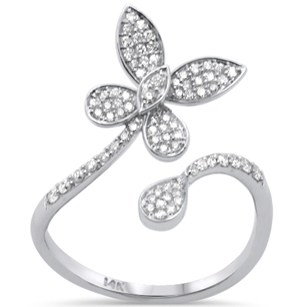 Muse Jewelry .35ct G SI 14K White Gold Diamond Flower Wrap Around Band Ring Size 6.5