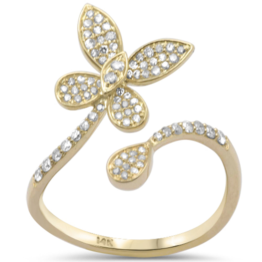 Muse Jewelry .34ct G SI 14K Yellow Gold Diamond Flower Wrap Around Band Ring Size 6.5