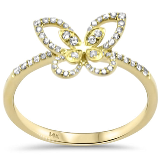 Muse Jewelry .19ct G SI 14K Yellow Gold Diamond Butterfly Ring Band Size 6.5