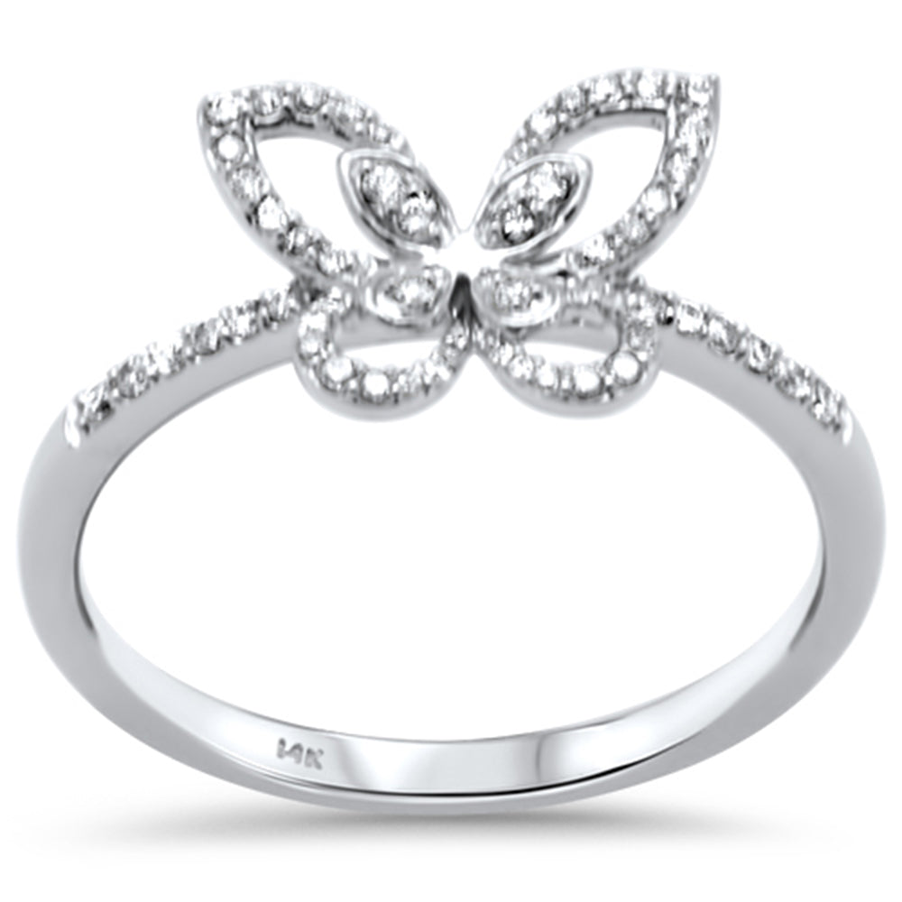 Muse Jewelry .20ct G SI 14K White Gold Diamond Butterfly Ring Band Size 6.5