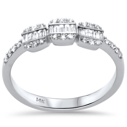 Muse Jewelry .28ct G SI 14K White Gold Diamond Round & Baguettte Band Ring Size 6.5