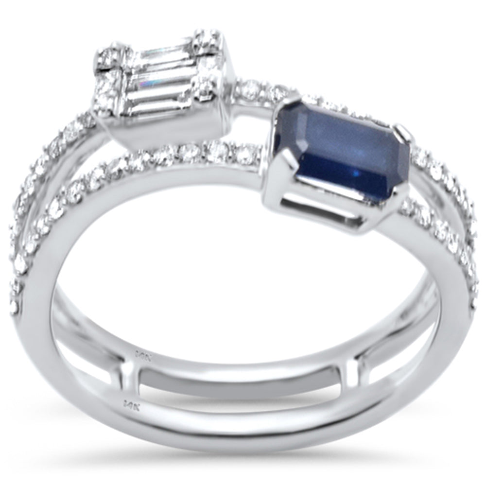 Muse Jewelry 1.11ct G SI 14K White Gold Diamond & Blue Sapphire Gemstone Wrap Around Ring Size 6.5