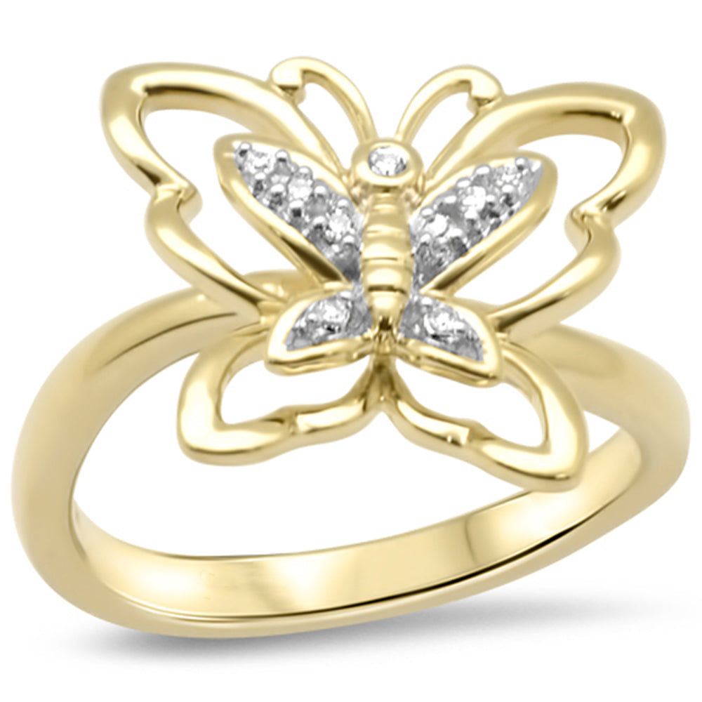 Muse Jewelry .04ct G SI 10K Yellow Gold Diamond Butterfly Ring Size 6.5