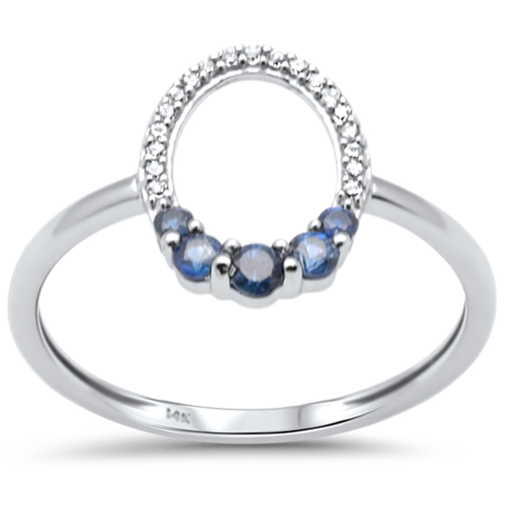 Muse Jewelry .25ct G SI 14K White Gold Diamond & Blue Sapphire Band Ring Size 6.5