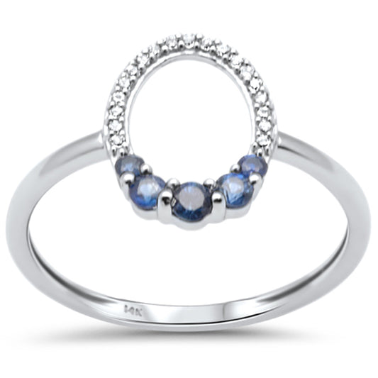 Muse Jewelry .25ct G SI 14K White Gold Diamond & Blue Sapphire Band Ring Size 6.5