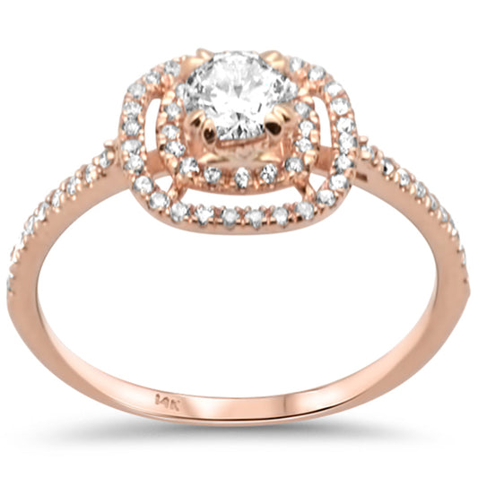 Muse Jewelry .57ct G SI 14K Rose Gold Diamond Double Halo Engagement Ring Size 6.5