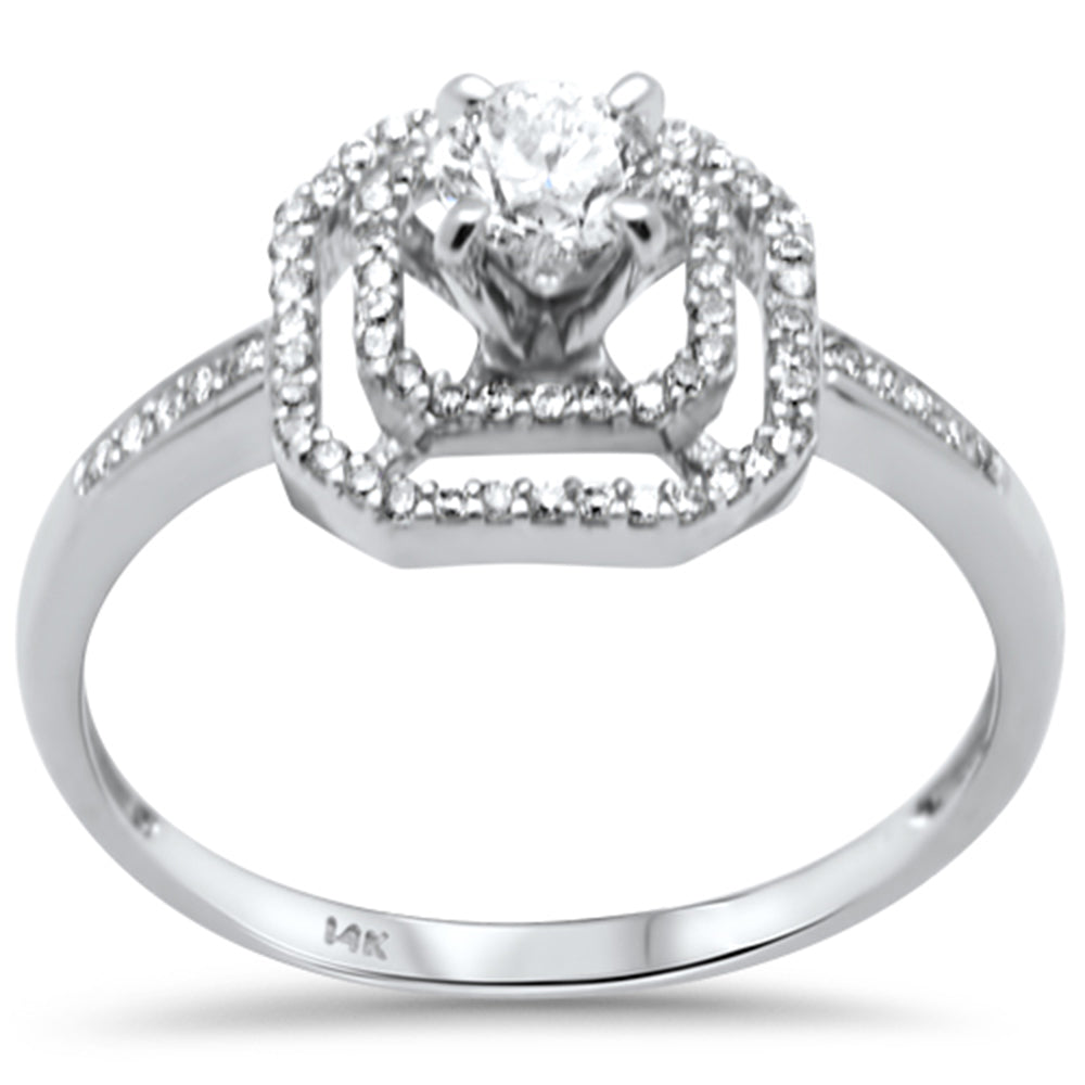 Muse Jewelry .49ct G SI 14K White Gold Diamond Double Halo Engagement Ring Size 6.5