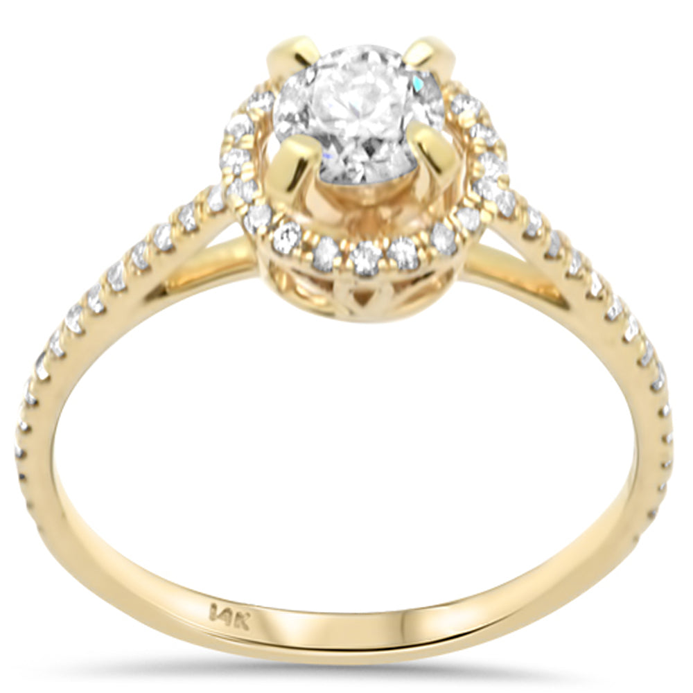 Muse Jewelry .61ct G SI 14K Yellow Gold Diamond Halo Engagement Ring Size 6.5