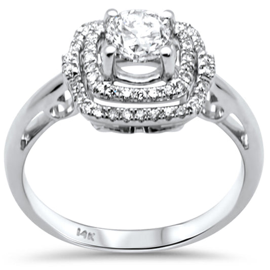 Muse Jewelry .77ct G SI 14K White Gold Diamond Double Halo Engagement Ring Size 6.5