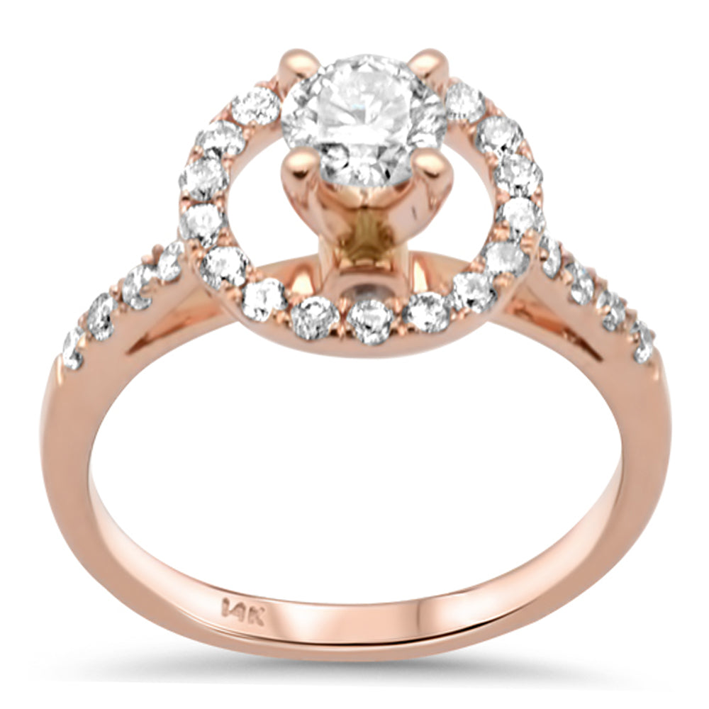 Muse Jewelry 1.02ct G SI 14K Rose Gold Diamond Halo Engagement Ring Size 6.5